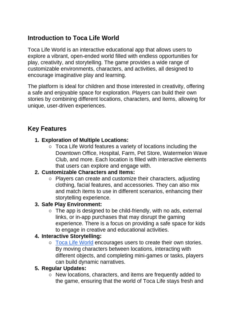 Toca Life World Pdf Ios Software