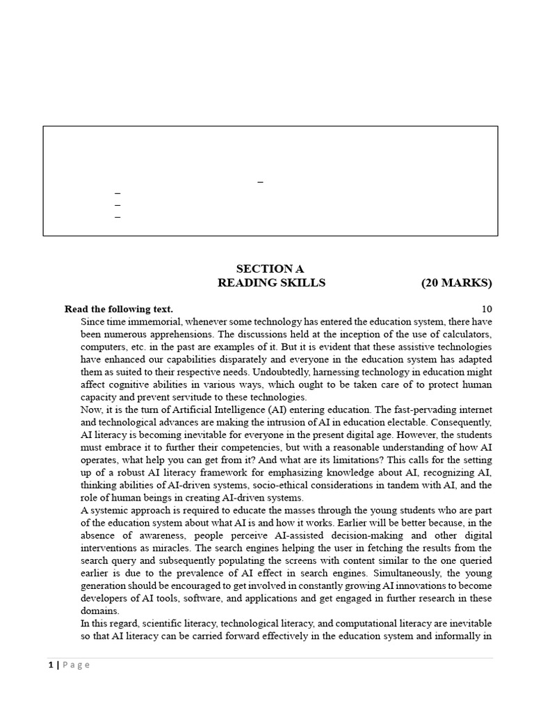 Que Paper X English Preboard | PDF | Artificial Intelligence ...