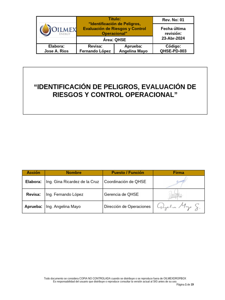 Identificación y Control de Riesgos QHSE | PDF | Riesgo | Seguridad y ...