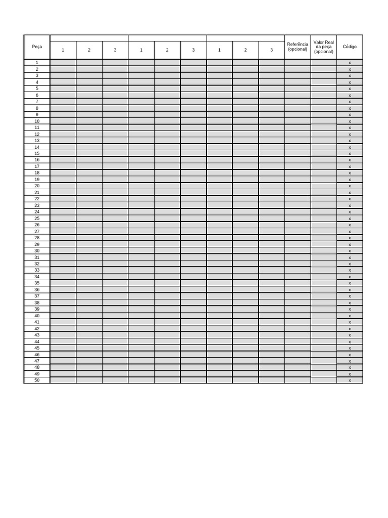 Lista de Códigos e Valores de Peças | PDF