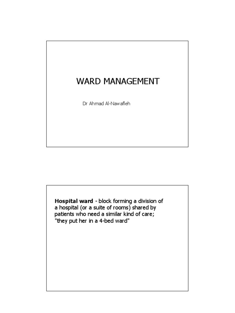 Hospital Ward Management Overview | PDF | Hospital | Nursing
