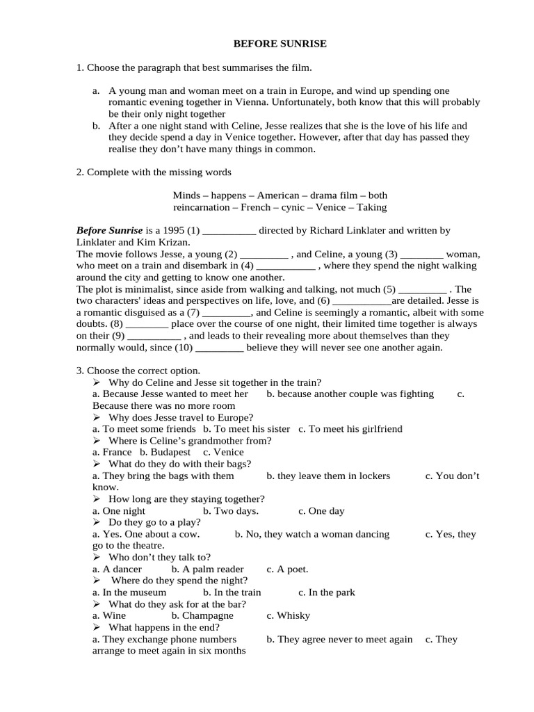 Before Sunrise | PDF