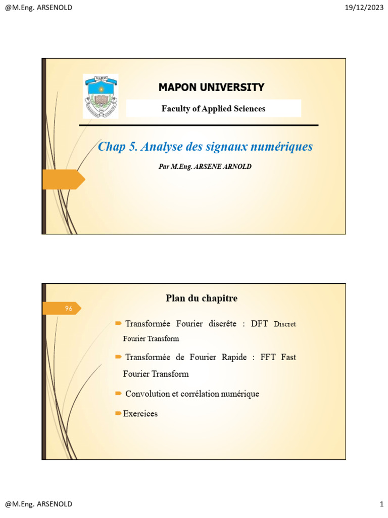 Analyse des signaux numériques : DFT et FFT | PDF | Transformation de ...