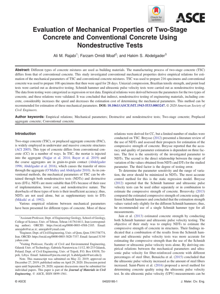 2020 - Evaluation of Mechanical Properties of Two-Stage Concrete and ...