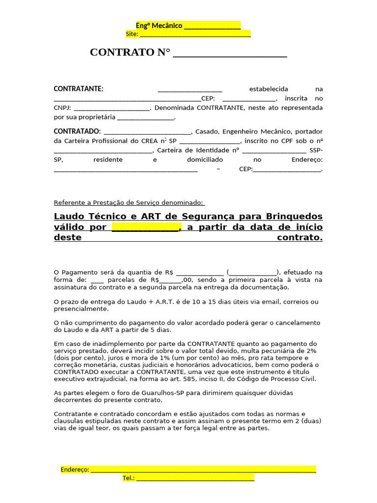 Contrato+Laudo+e+Art+ +brinquedos | PDF