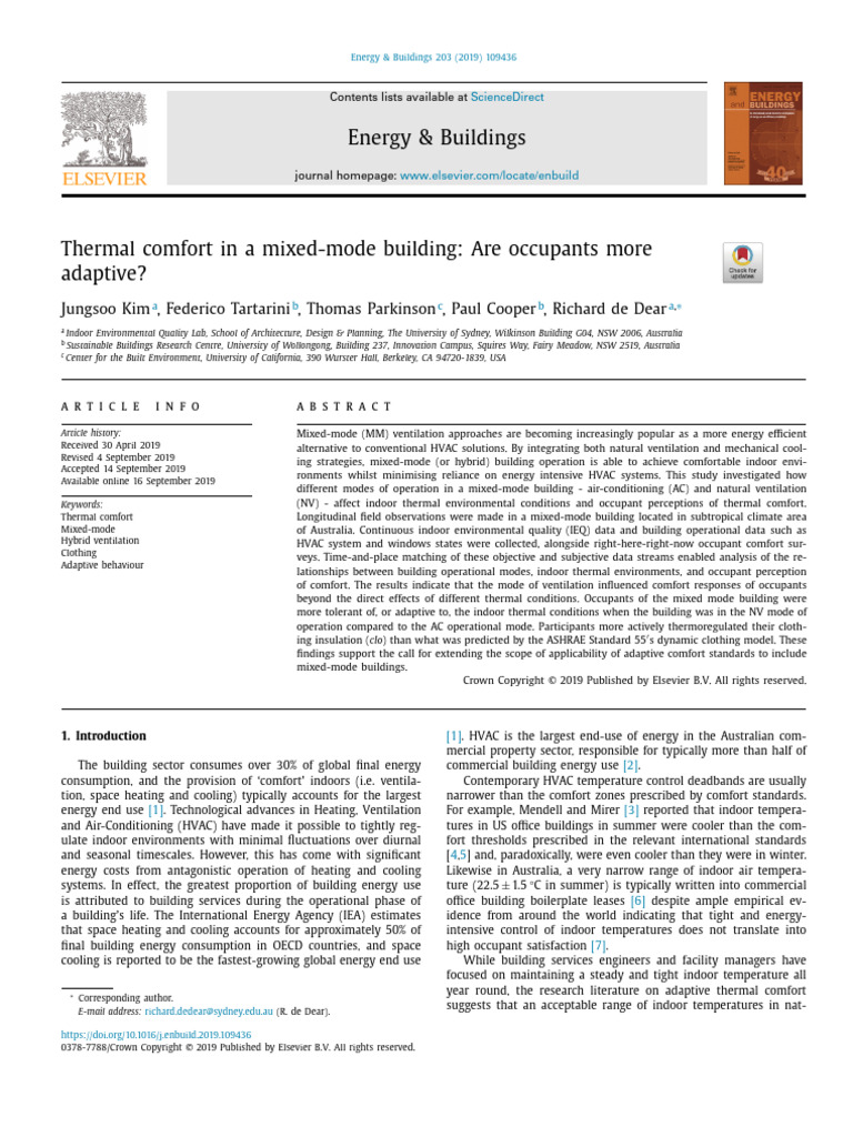 Photo inspiration: Picture Idea: Thermal Comfort In A Mixed Mode Building Are Occupants More
