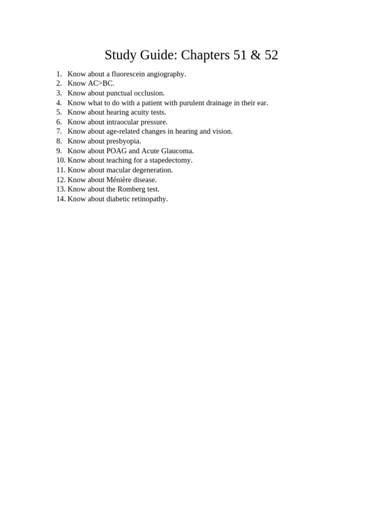 Updated Study Guide Chapters 51 & 52 | PDF