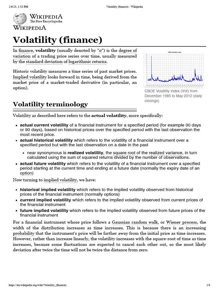 Understanding Financial Volatility | PDF | Volatility (Finance ...