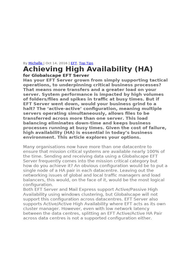 Achieving High Availability | PDF | Cloud Computing | Data Center