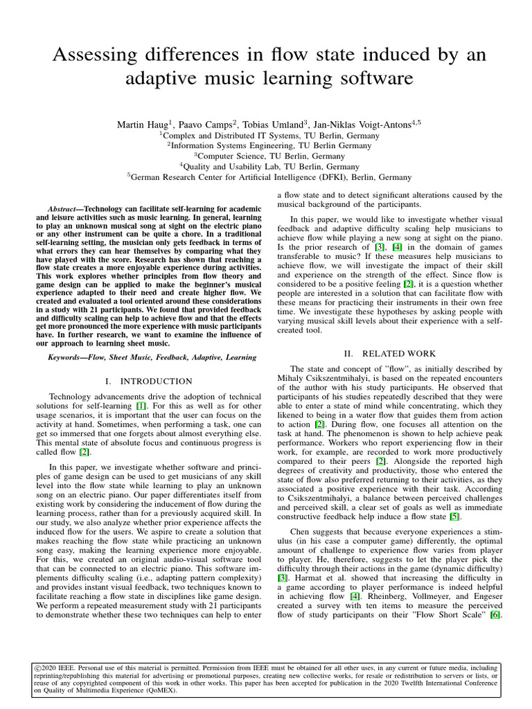 Enhancing Flow in Music Learning Software | PDF | Flow (Psychology ...