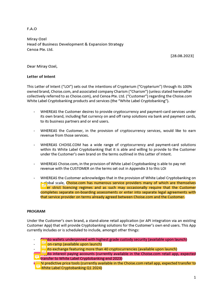 Vault Letter of Intent W Comments | PDF | Fee | Visa Inc.