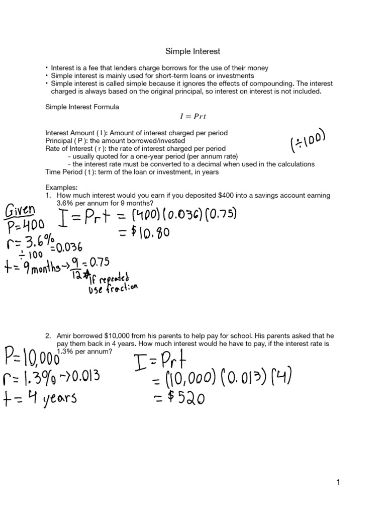 Math 1020 Week 1 Simple Interest | PDF | Interest | Interest Rates