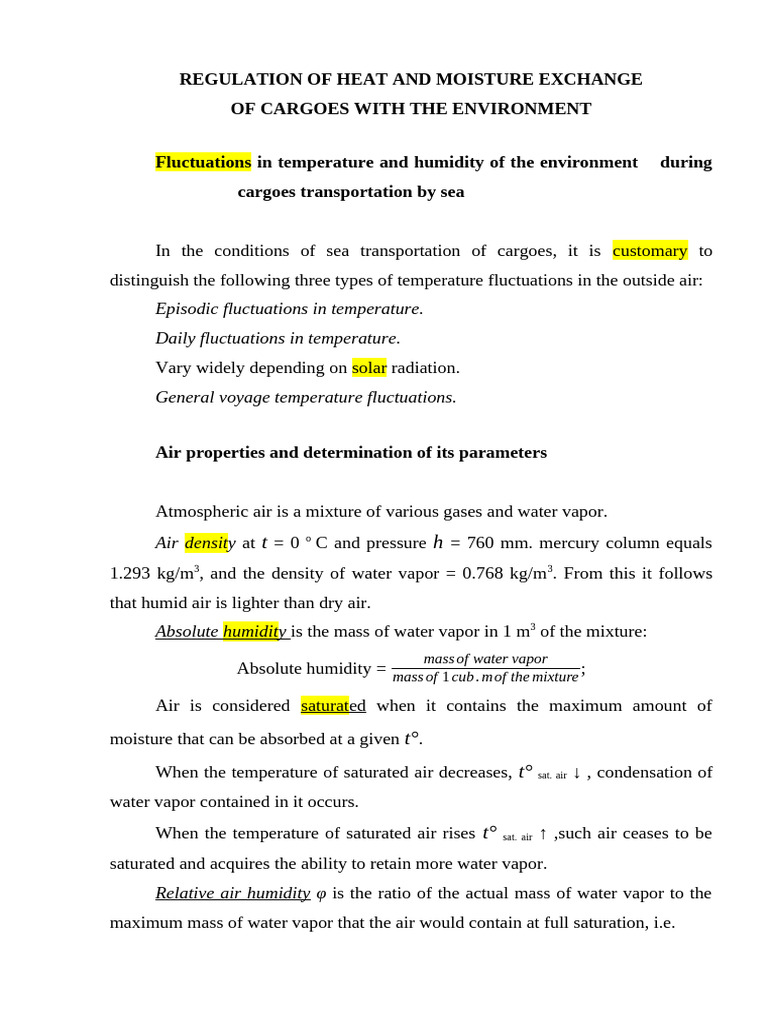 Cargo Temperature and Humidity Regulation | PDF | Humidity | Atmosphere ...