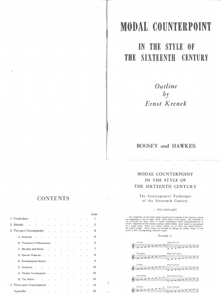 Krenek - Modal Counterpoint | PDF