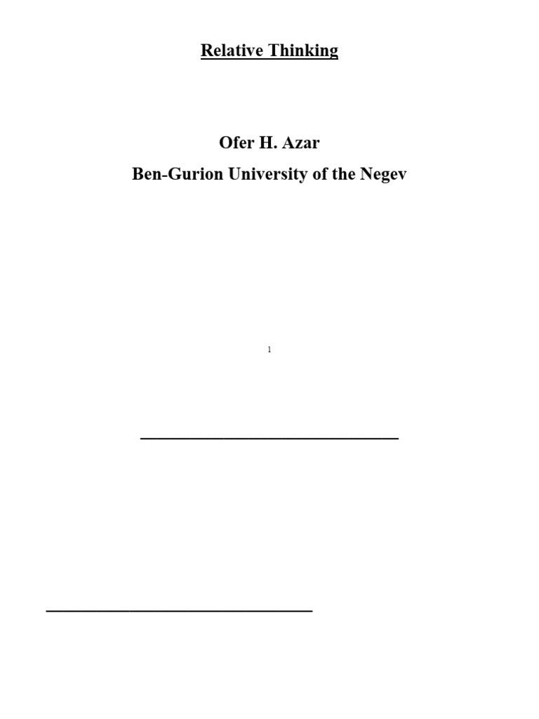 Relative Thinking in Consumer Behavior | PDF | Prices