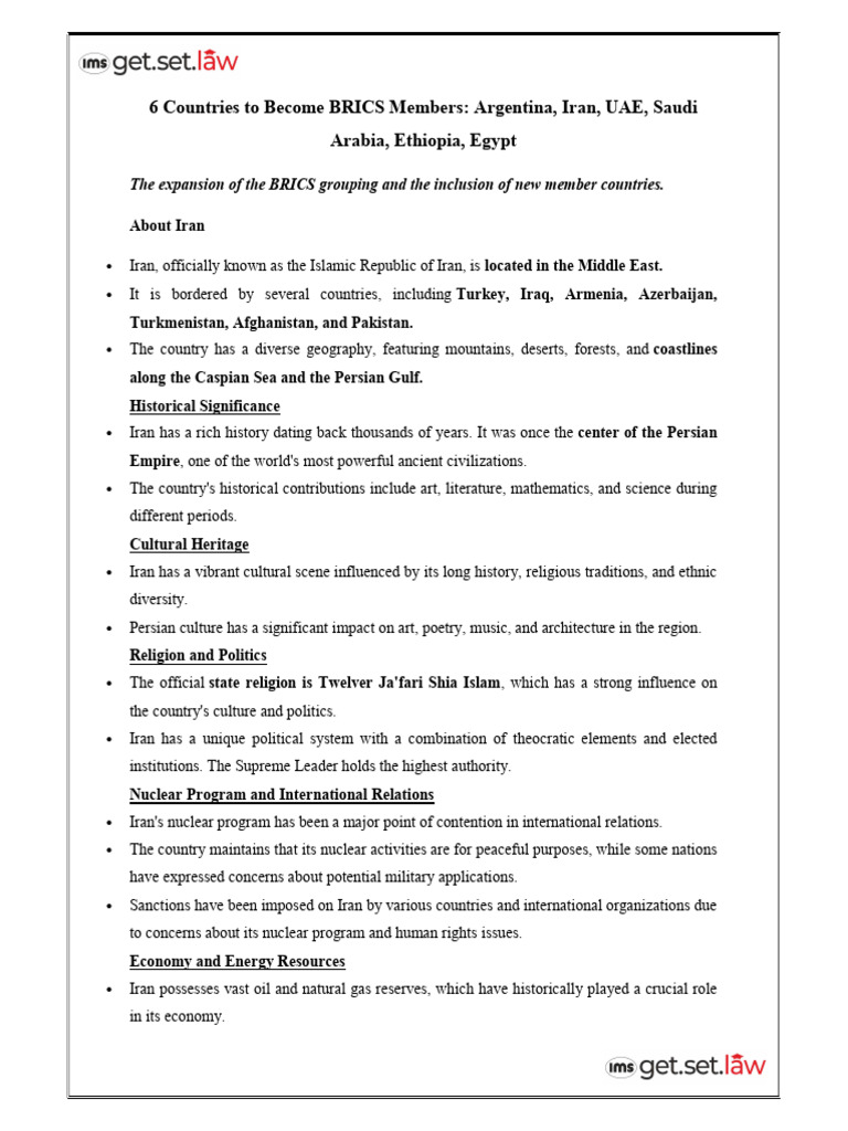 BRICS new addition - 6 Countries | PDF | United Arab Emirates | Arabian ...