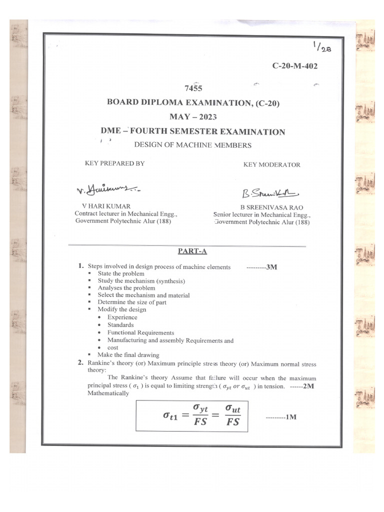 C20M4SEM402 Design of Machine Members | PDF