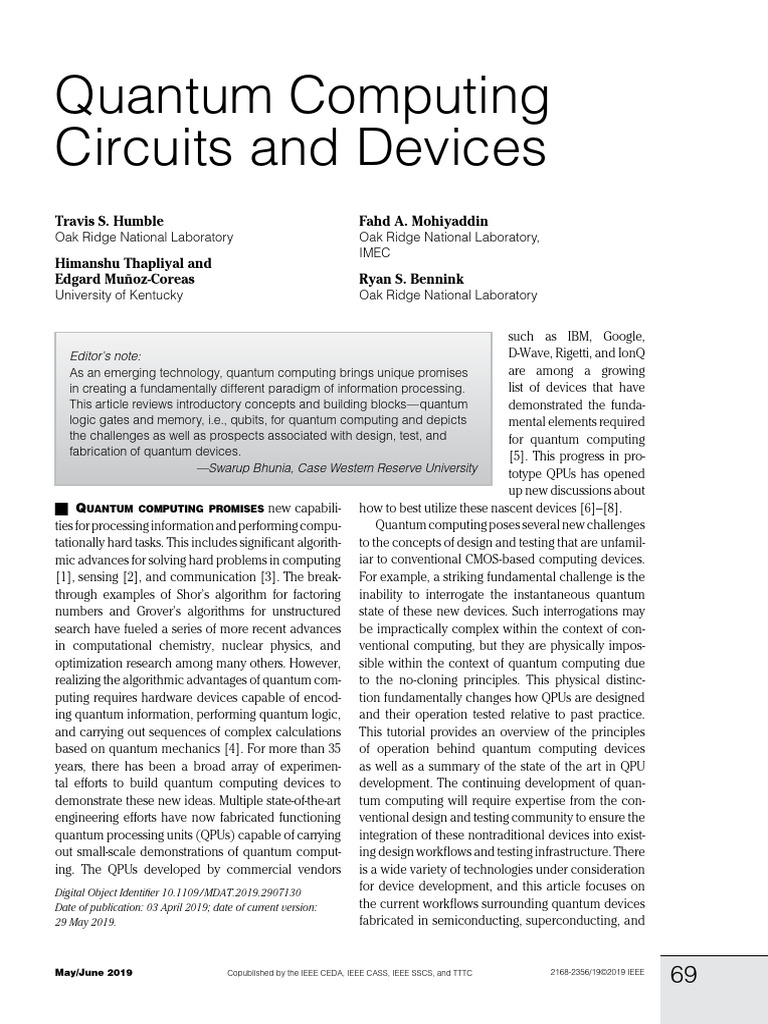 Quantum Computing: Principles and Devices | PDF | Quantum Computing ...