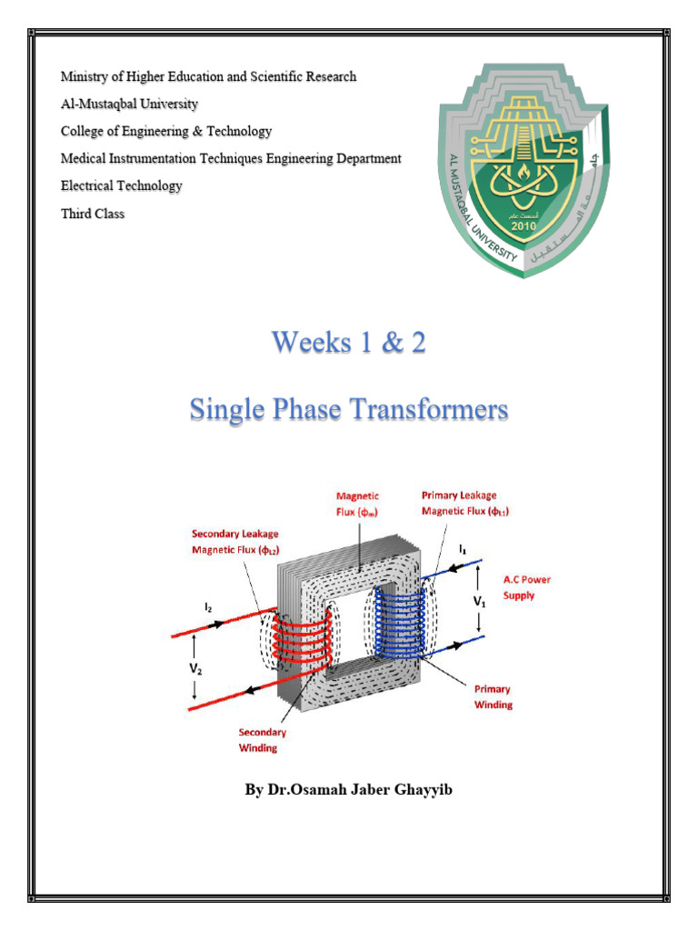 Week 1,2 | PDF | Transformer | Electromagnetic Induction