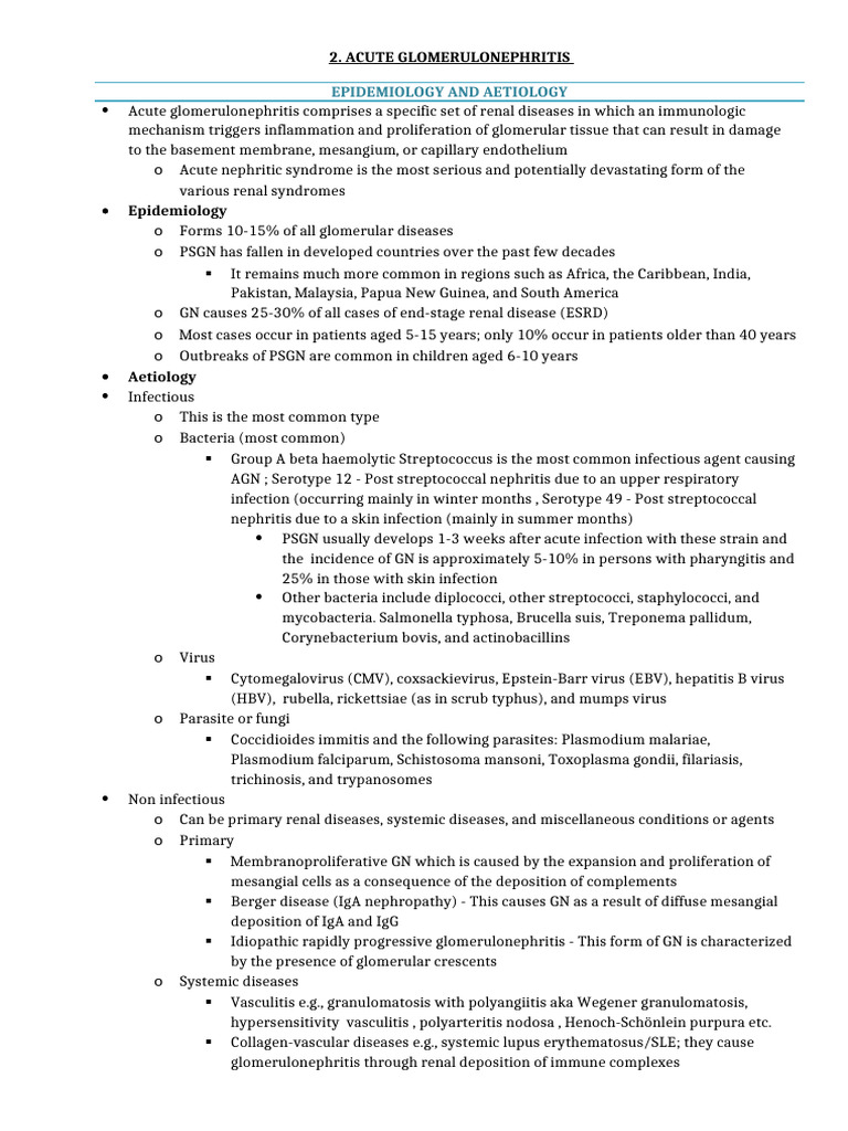 Acute Glomerulonephritis Overview | PDF | Medical Specialties | Causes ...