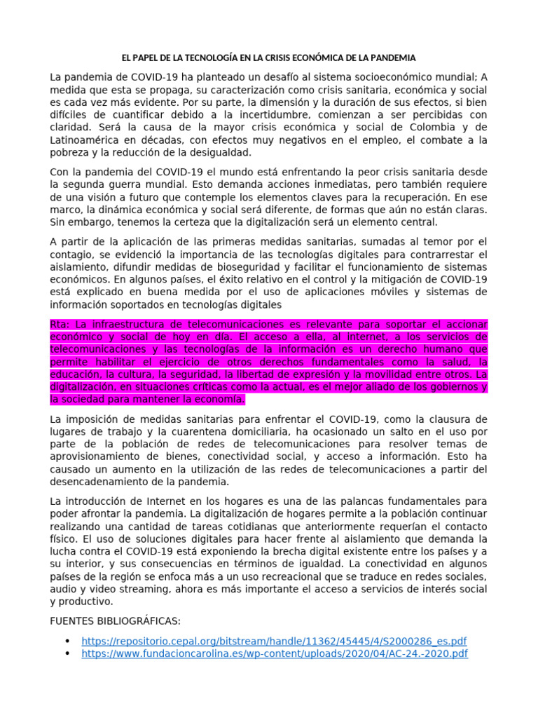 Impacto de la Digitalización en la Crisis COVID-19 | PDF ...