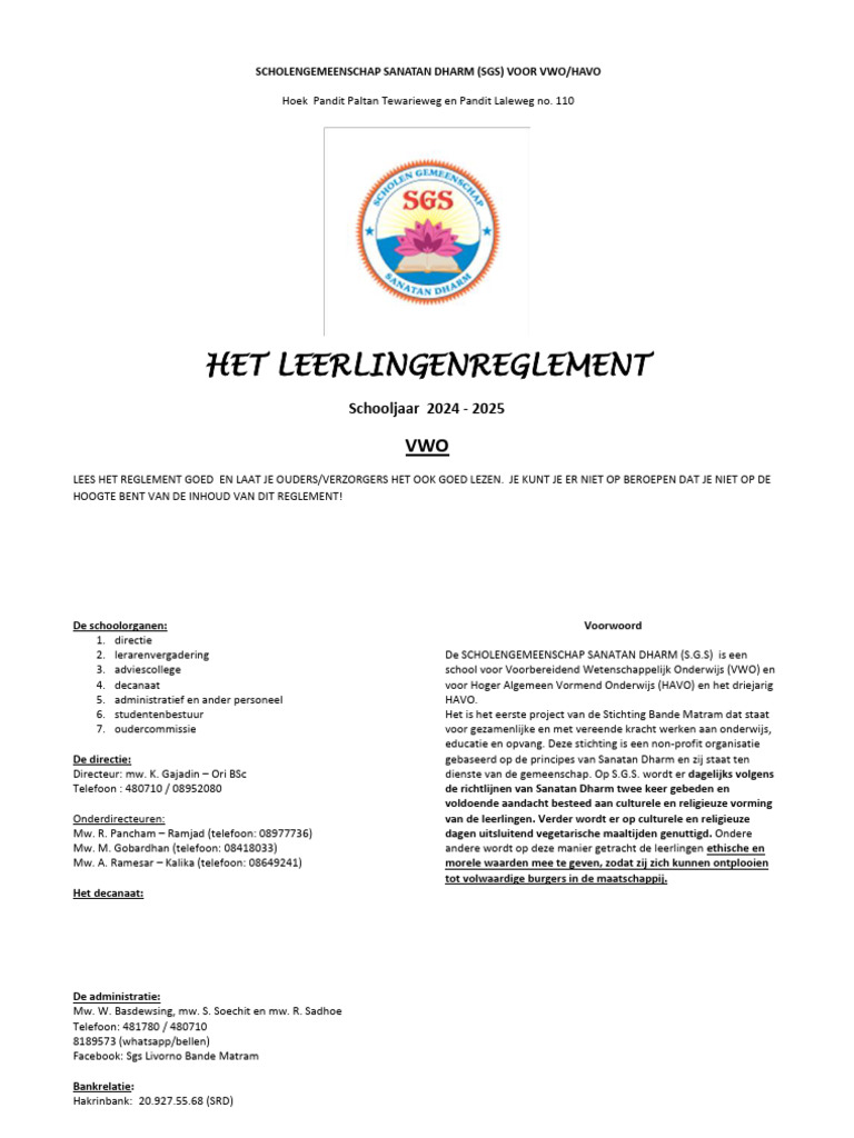 Leerlingenreglement VWO | PDF