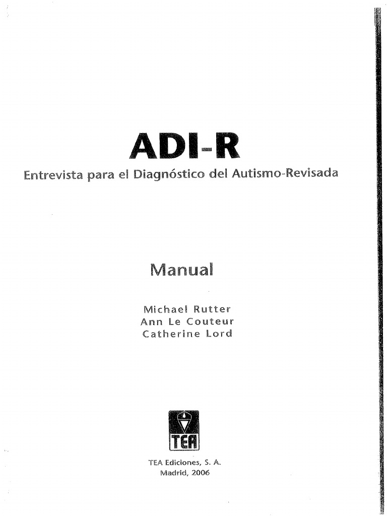 ADI-R Entrevista para El Diagnóstico Del Autismo - Manual | PDF