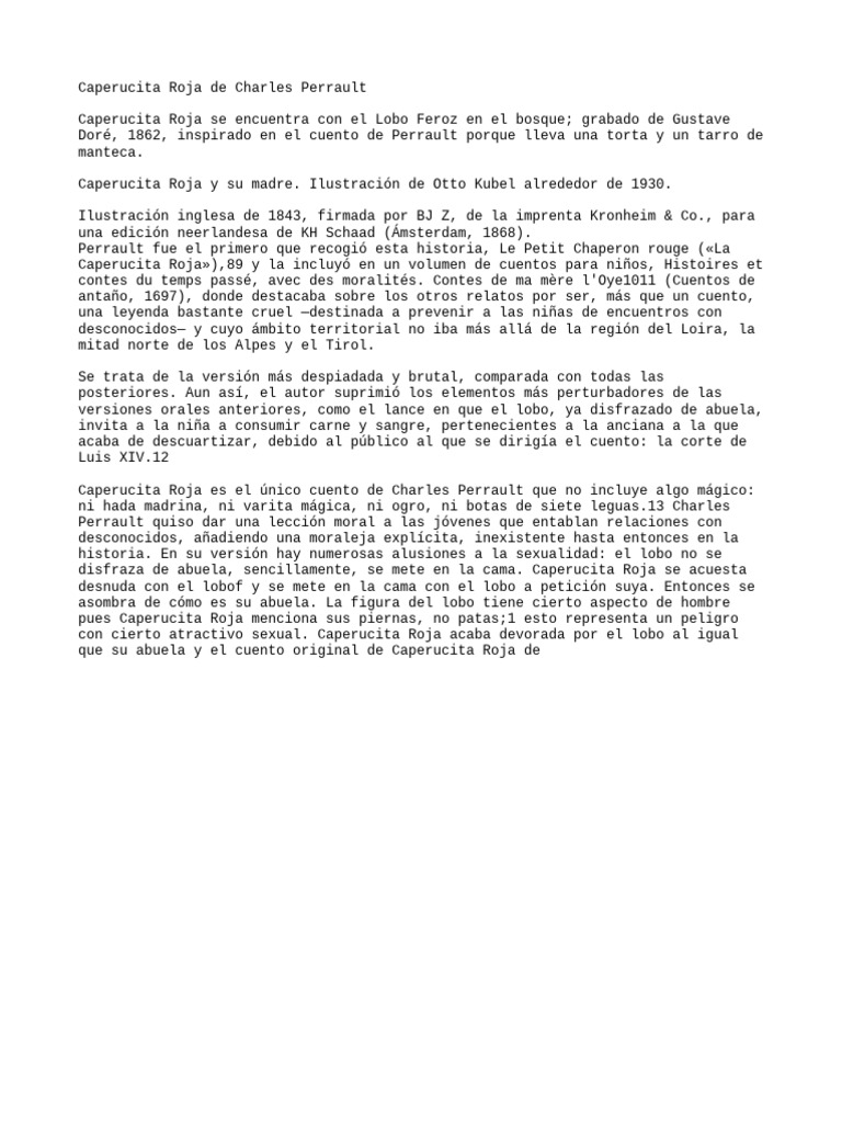 Caperucita Roja: La versión de Perrault | PDF