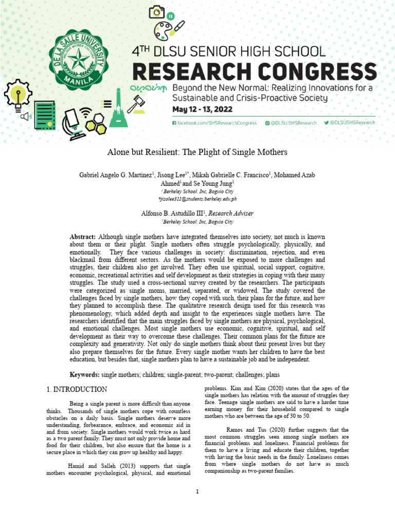 Alone But Resilient - The Plight of Single Mothers | PDF | Single ...