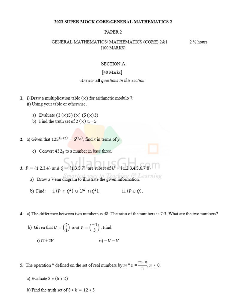2023 Core Mathematics Exam Paper | PDF | Euclidean Vector | Angle