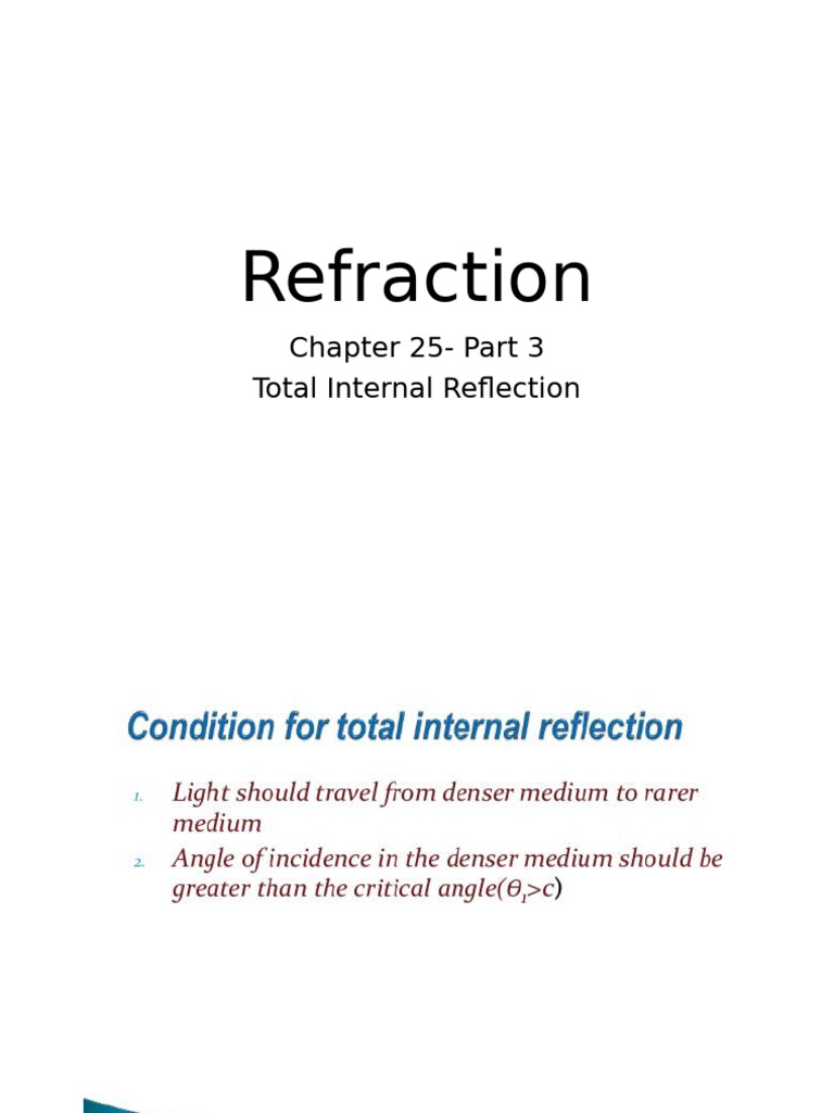 Total Internal Reflection Explained | PDF | Reflection (Physics ...