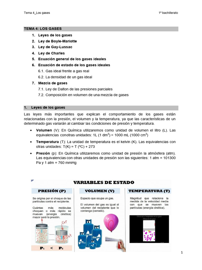 Leyes y propiedades de los gases ideales | PDF | Gases | Atmósfera