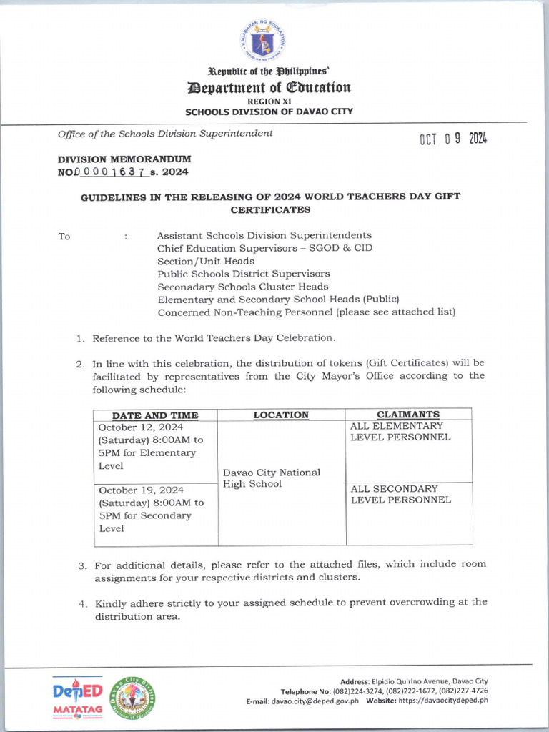 MEMO-WTD-GIFT-CHECK-DISTRIBUTION | PDF