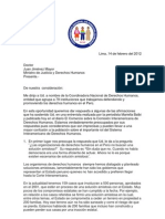 Carta a Ministro de Justicia Jimenez Mayor 14 de Febrero