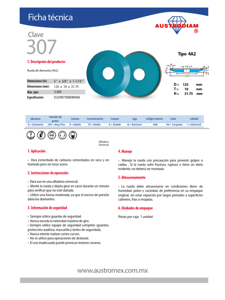 Rueda de Diamante 4A2 para Esmerilado | PDF | Abrasivo | Materiales