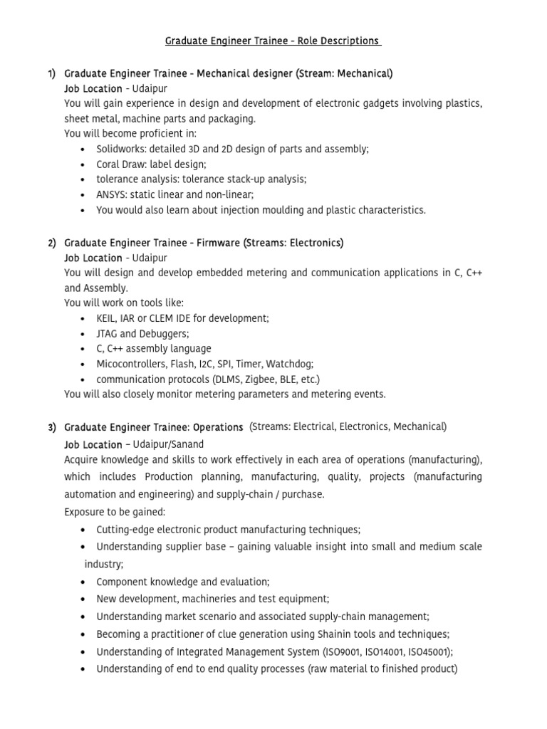 Graduate Engineer Trainee Roles Overview | PDF | Oracle Corporation ...