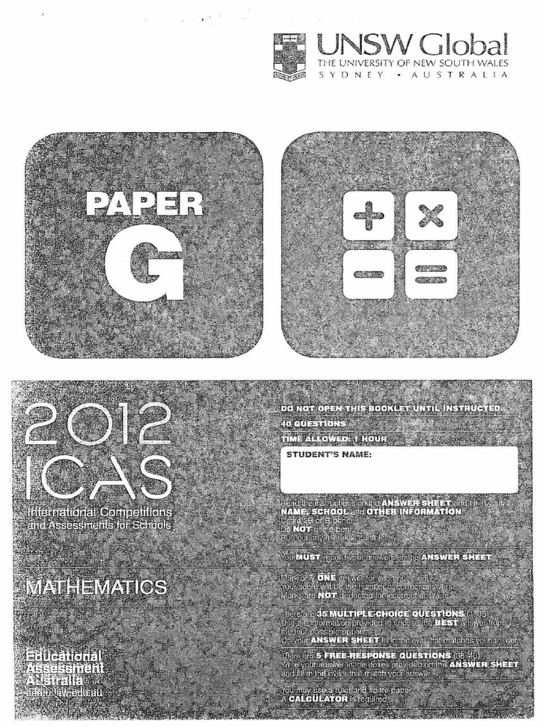 ICAS Maths Paper II Overview | PDF | Area | Circle