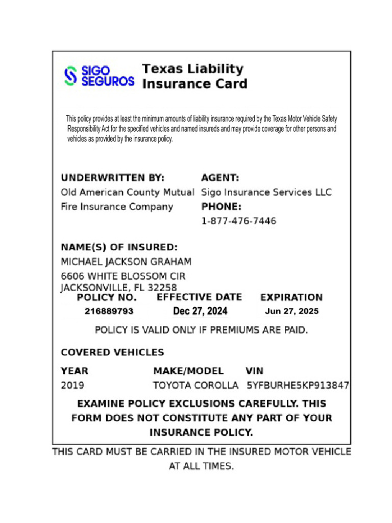 Insurance Car | PDF