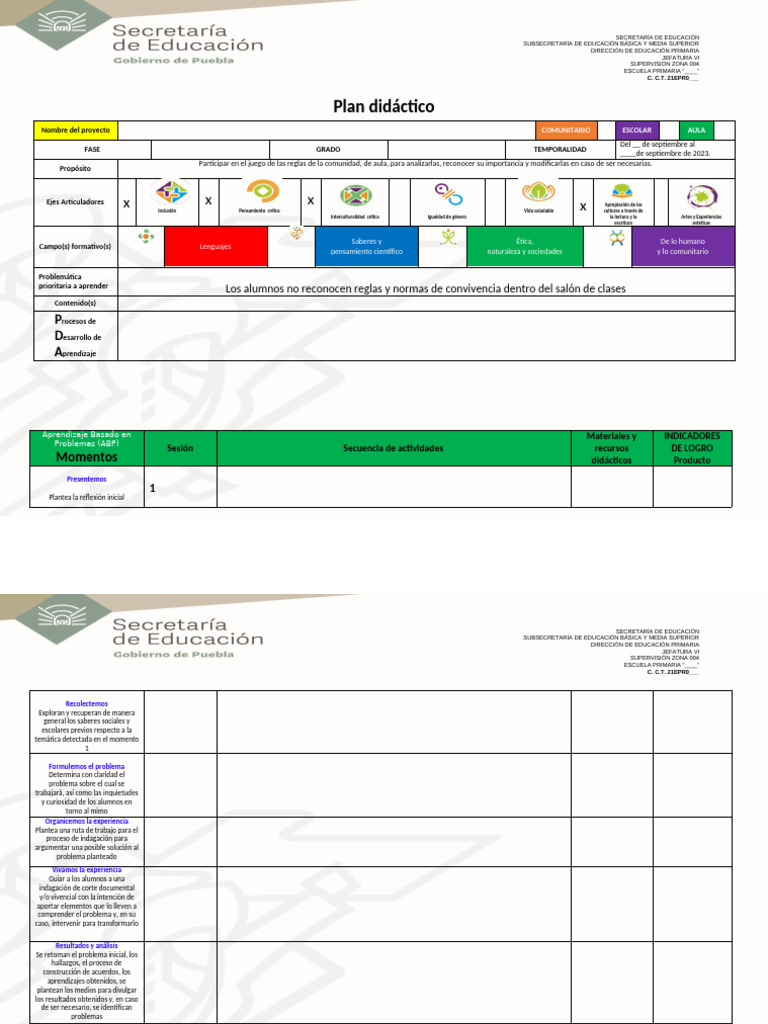 Formato de Planeación Primaria PDF | PDF | Educación primaria | Aprendizaje