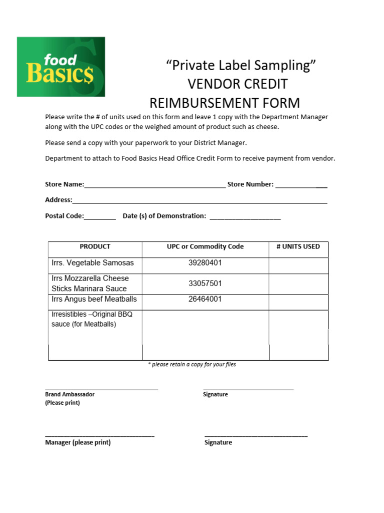PL - VENDOR CREDIT FORM | PDF