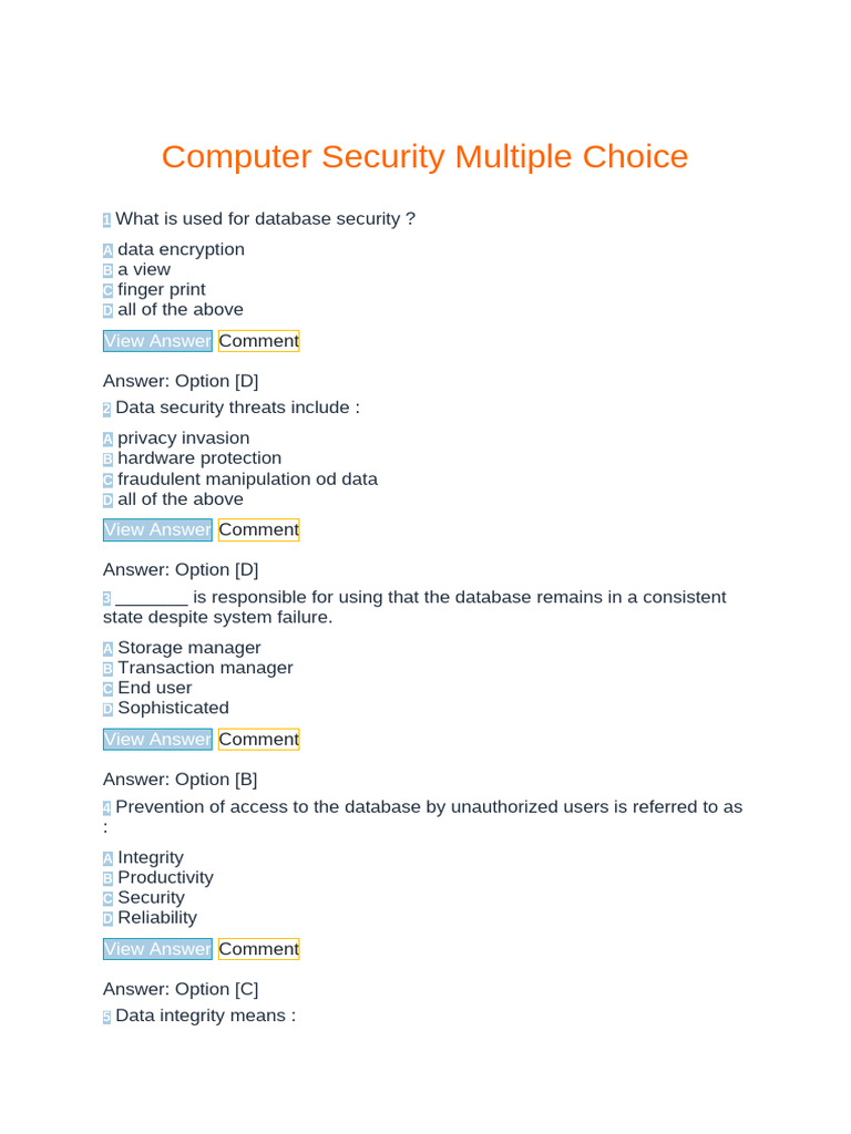 Computer Security Quiz | PDF | Computer Virus | Security