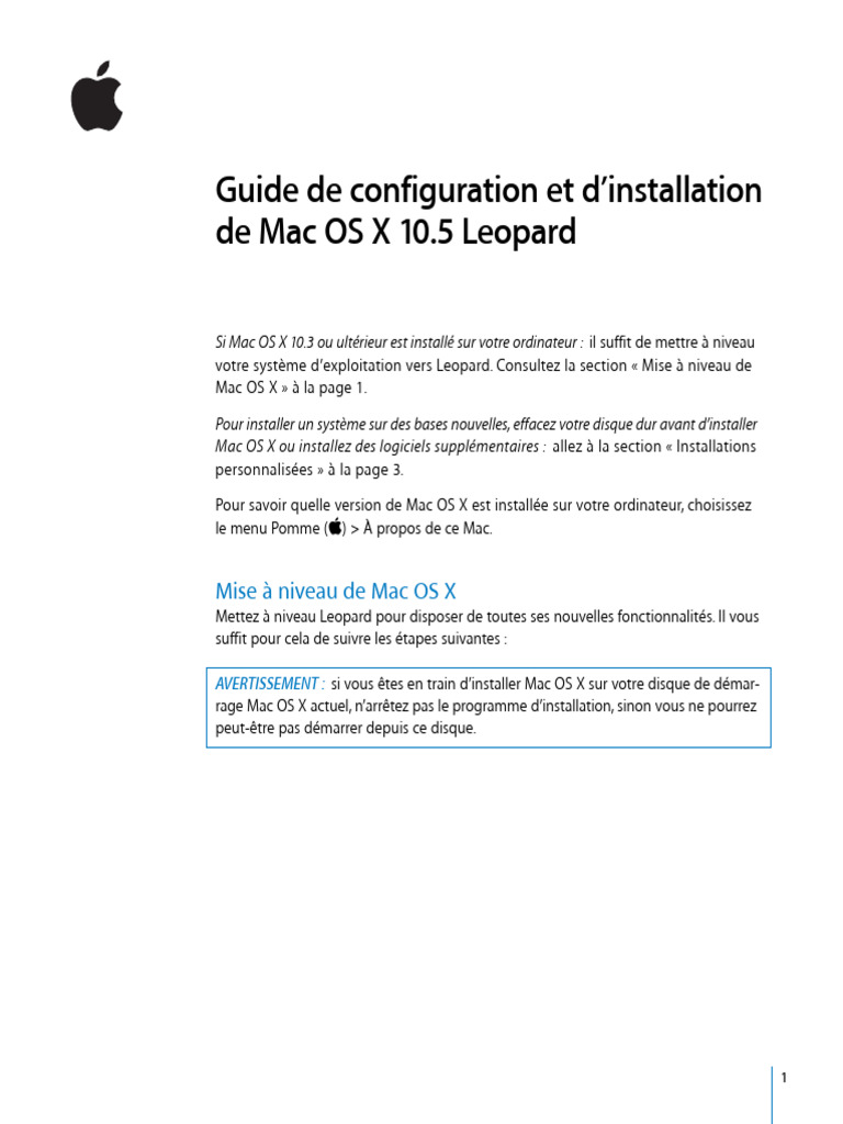 Installation de Mac OS X 10.5 Leopard | PDF | Installation (Programmes ...