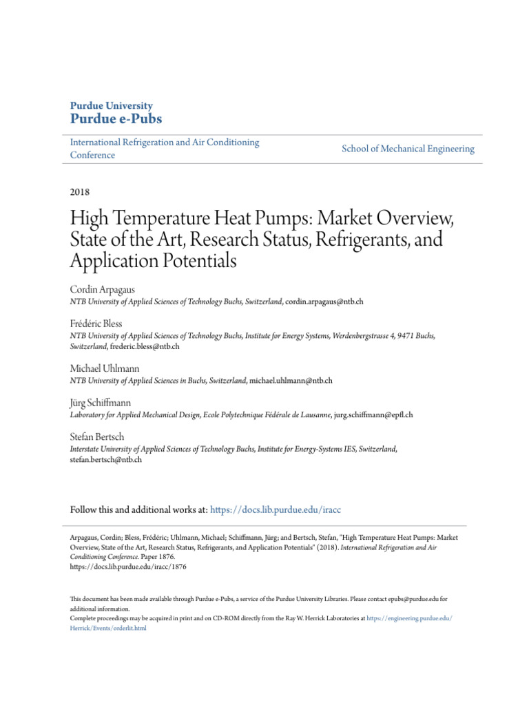High Temperature Heat Pumps Overview | PDF | Heat Pump | Heat
