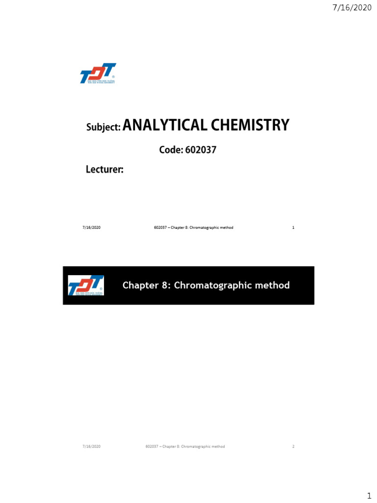Analytical Chemistry 602037-Chapter 8 | PDF | Chromatography | High ...