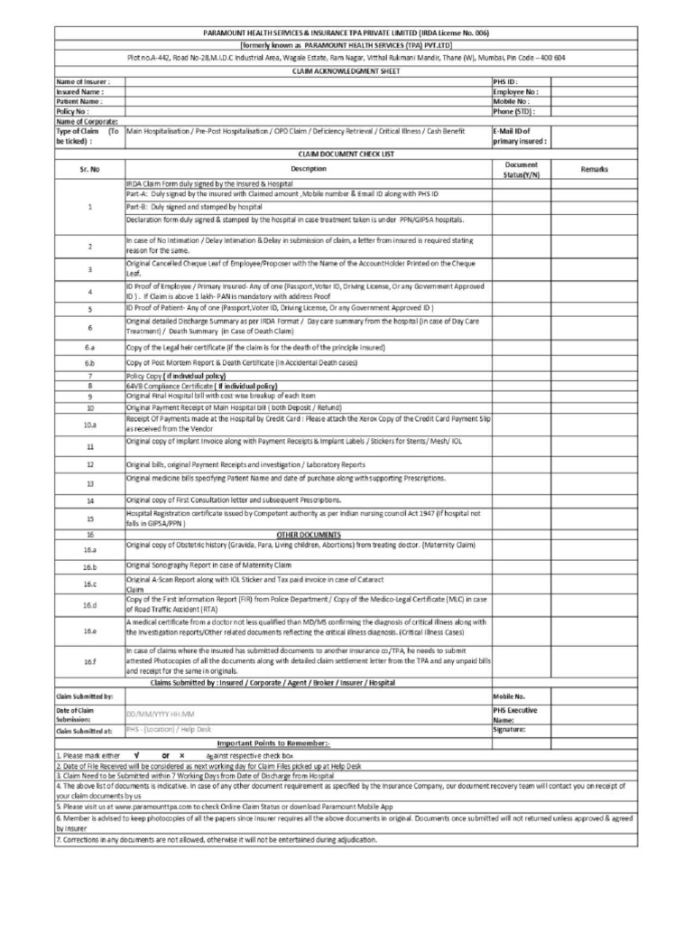 Health Claim Form - PDF - Health Claim Form | PDF