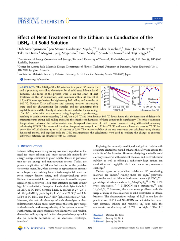 Sveinbjörnsson Et Al 2013 Effect of Heat Treatment On The Lithium Ion ...