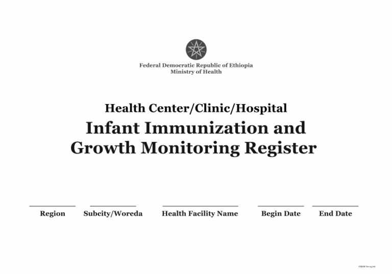 Infant Immunization and Growth Monitoring Register Cover | PDF