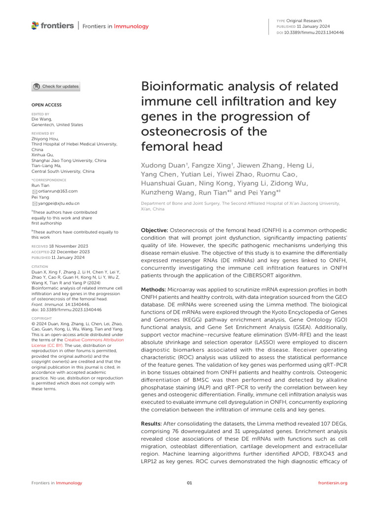 Bioinformatic Analysis of Related Immune Cell Infiltration and Key ...