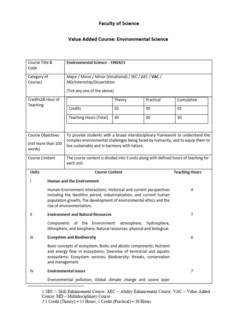 Env. Sc. Course | PDF | Ecosystem | Natural Environment