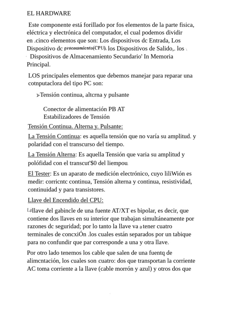 Componentes Esenciales del Hardware PC | PDF | Hardware de la ...